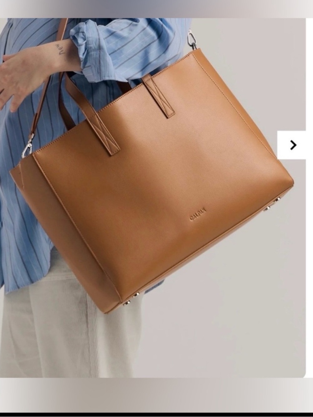 Calpak Haven 16” Laptop Tote Travel Bag Detachable Strap in Toffee - Picture 16 of 16